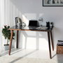 Hanah Home Mesa de estudio Cozy en Nogal con Cristal Templado
